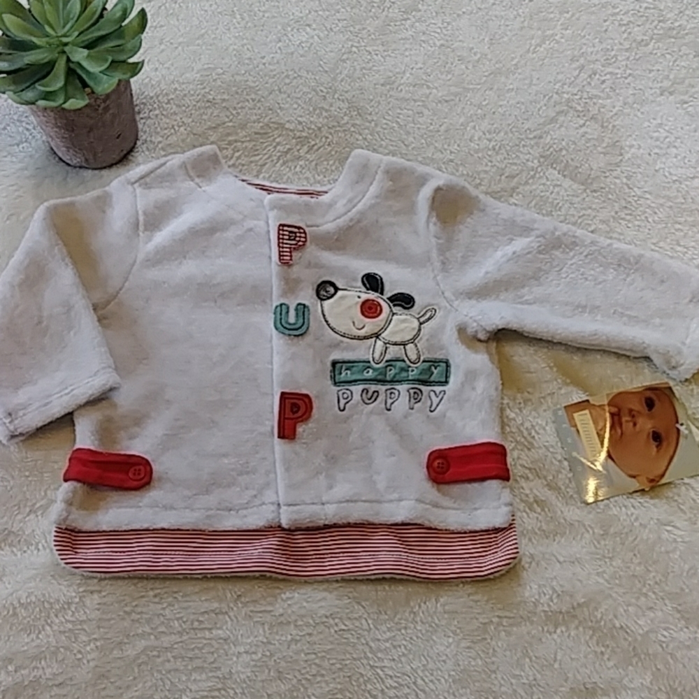 Nwt Baby Happy Puppy Button Up Sweater 3-6 Months